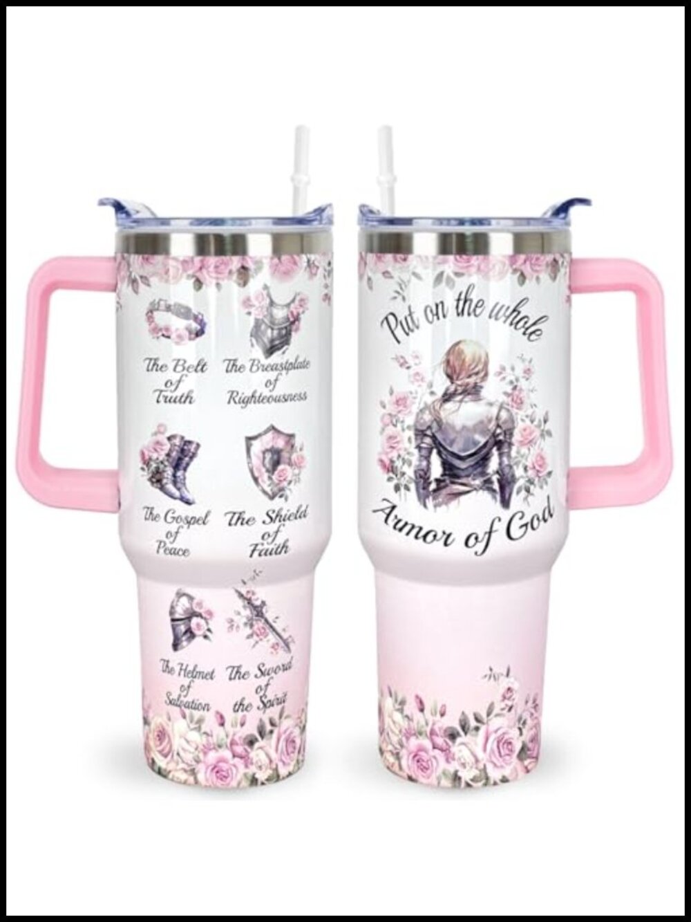The Whole Armor of God Christian Tumbler Cup 40 Oz Inspirational Religious Gift